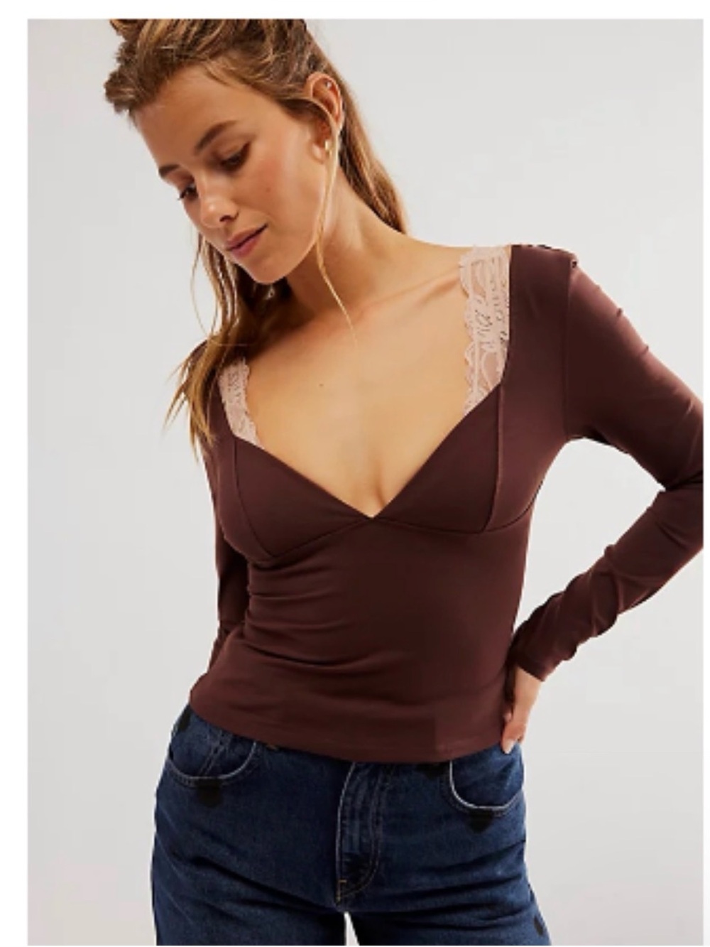 NWT Intimately by Free People Caraco Corset in Bitter Bark Sz XL